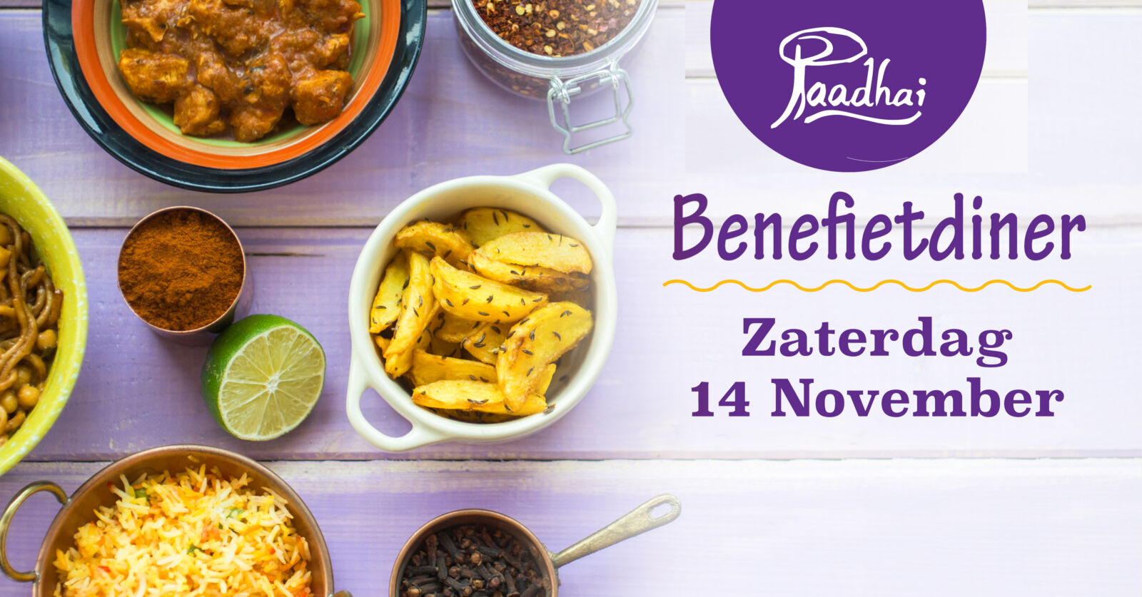 Paadhai benefietdiner zaterdagavond 14 november